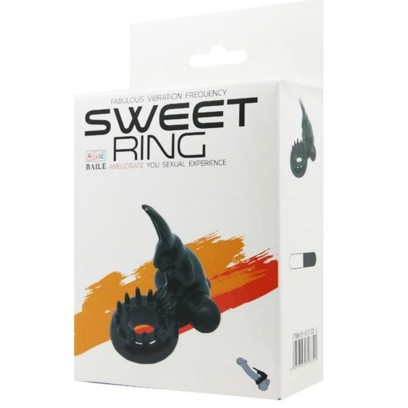BAILE - Sweet Ring Vibrerende Penisring med Kanin Sort