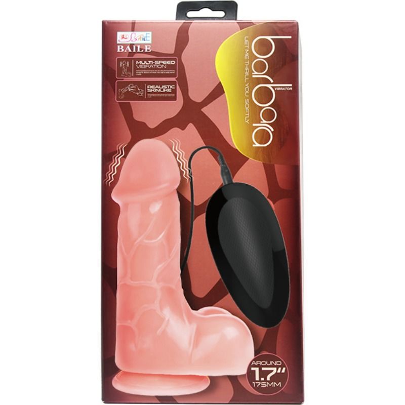 BAILE - Barbara Realistisk Vibrator med Sugekopp 22 cm