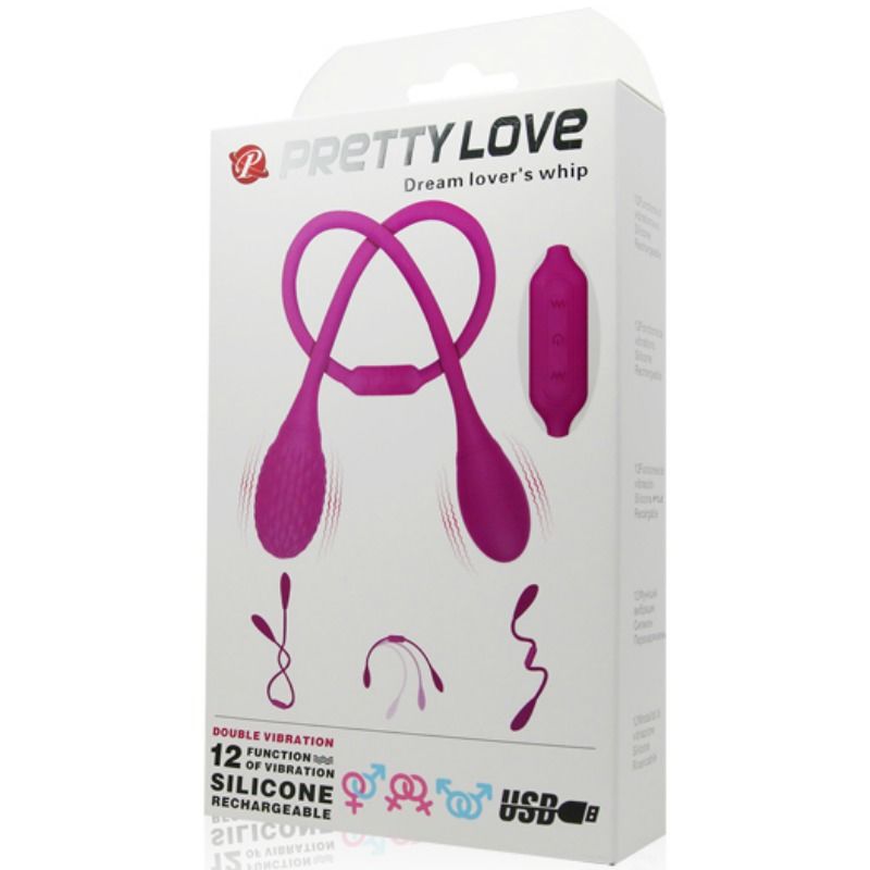 PRETTY LOVE - Dream Lovers Whip 2 Unisex Dobbeltvibrator