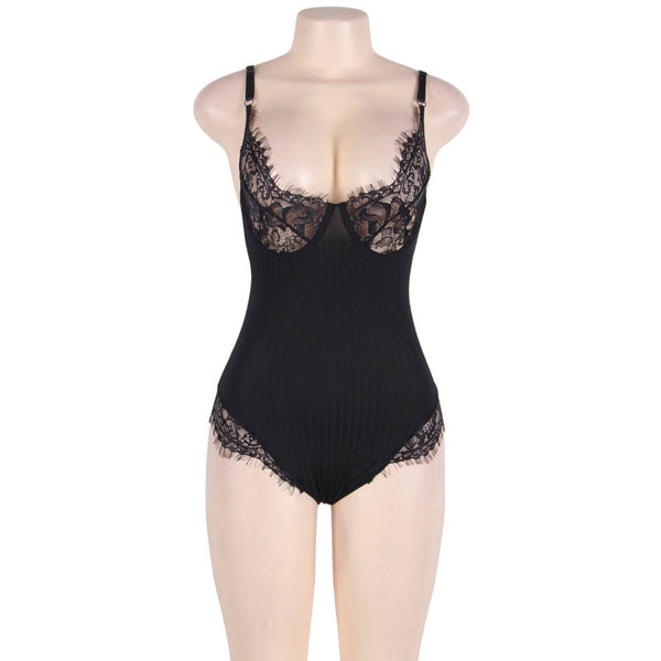 SUBBLIME - Queen Plus Teddy med transparente partier og frynser