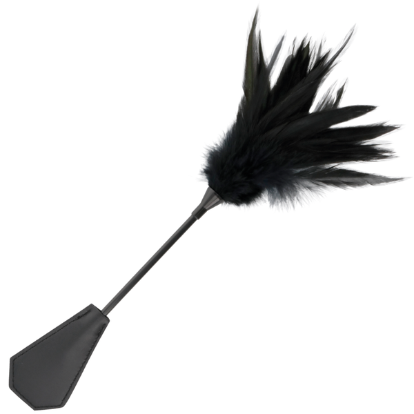 DARKNESS - Ridepisk med Fjær Sort 48 cm