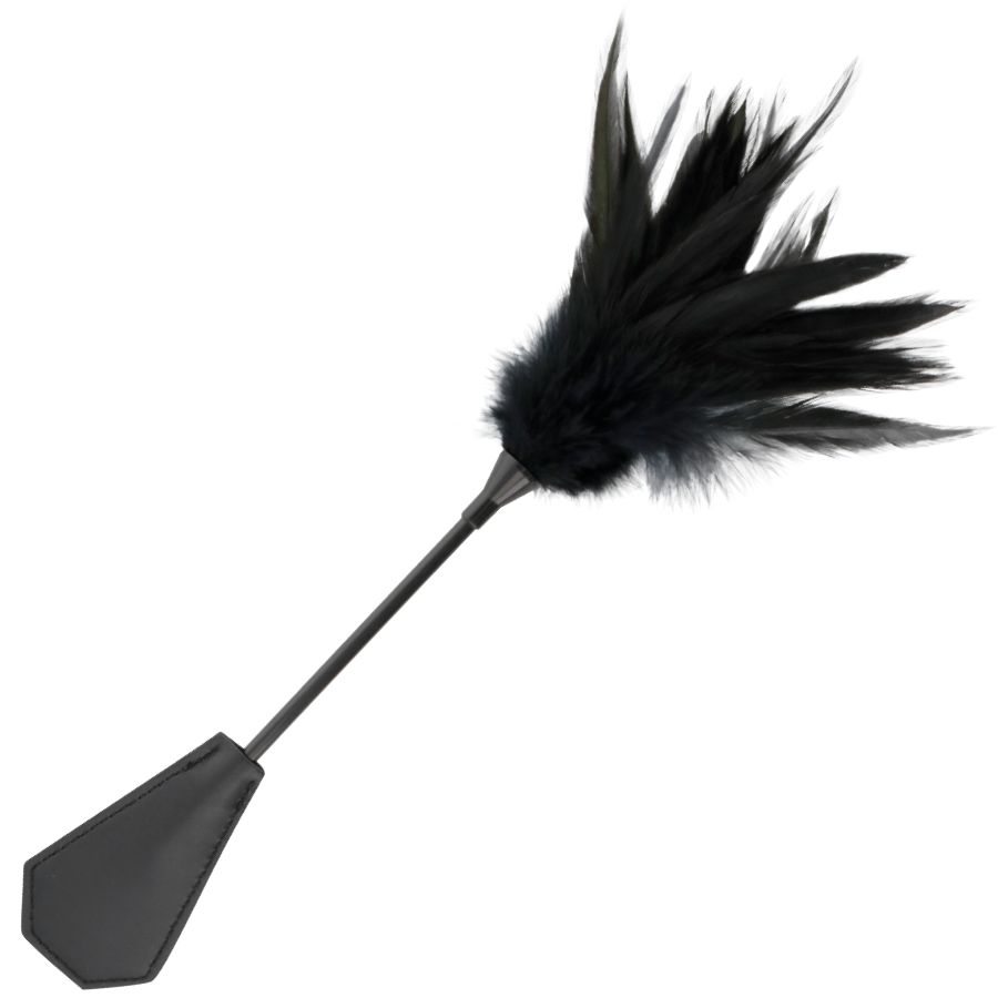 DARKNESS - Ridepisk med Fjær Sort 48 cm