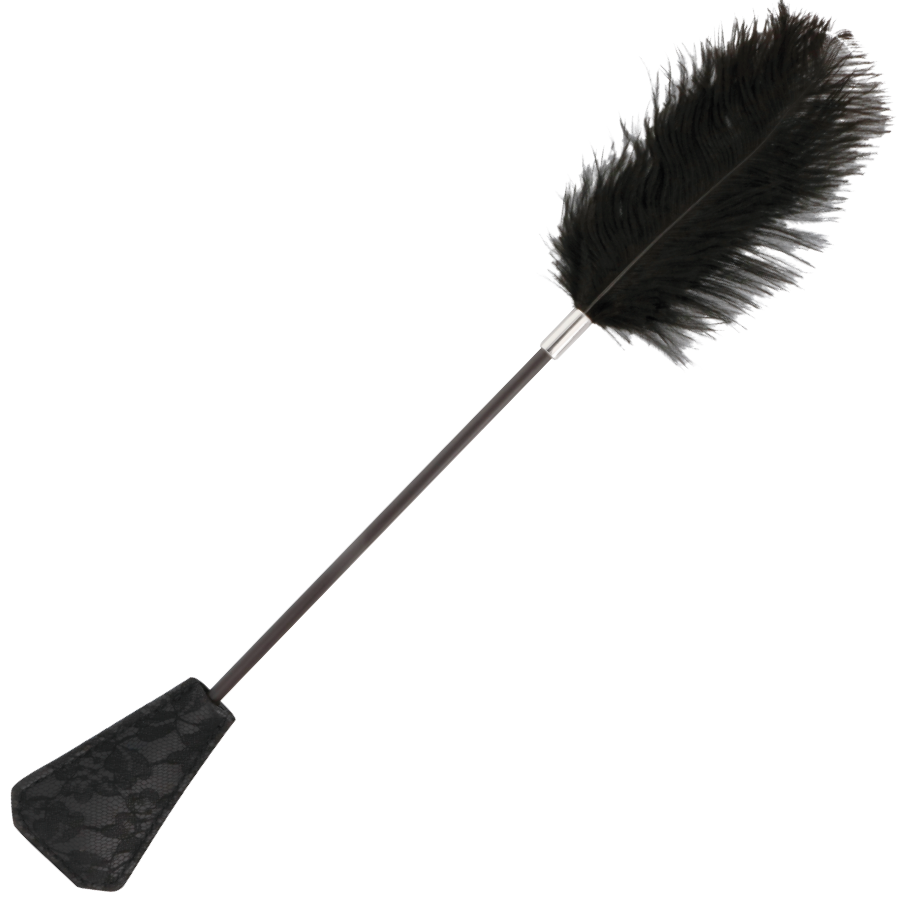 DARKNESS - Ridepisk med fjær Sort 56 cm