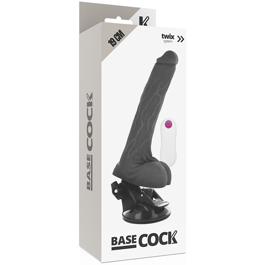 BASECOCK - Realistisk Vibrator med Fjernkontroll Sort 19 cm