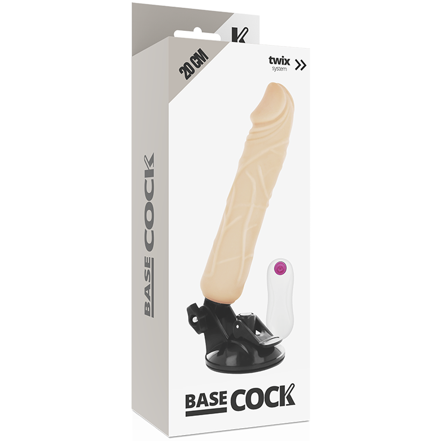 BASECOCK - Realistisk Vibrator med Fjernkontroll Hudfarge 20 cm (12 modi)