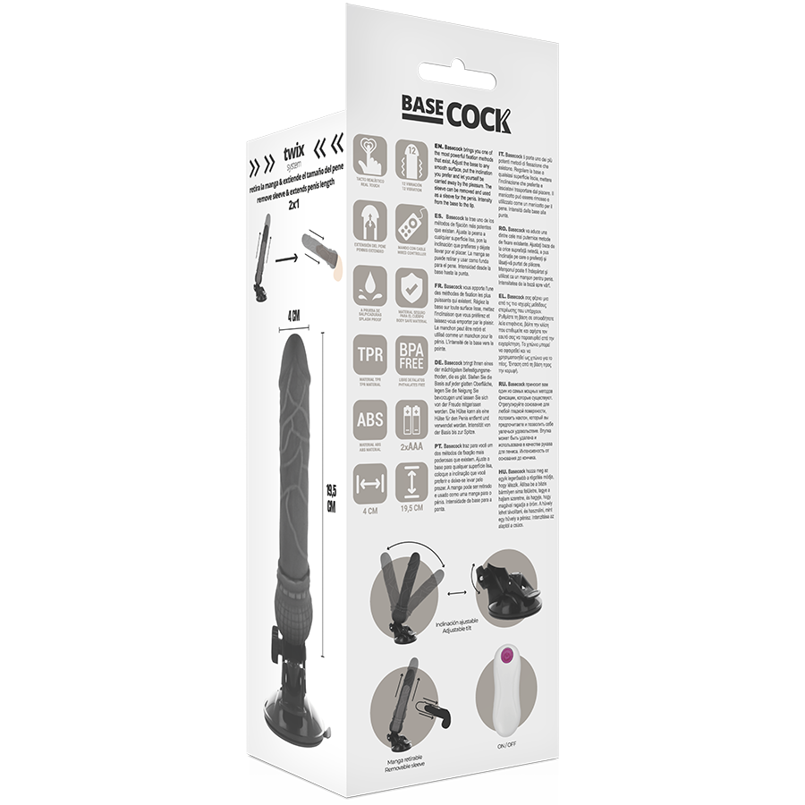 BASECOCK - Vibrator Sort 19,5 cm