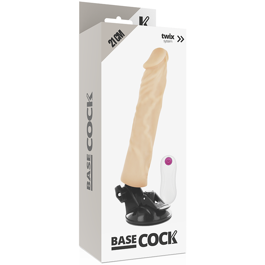 BASECOCK - Realistisk Vibrator med Fjernkontroll Hudfarge 21 cm