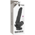 BASECOCK - Realistisk bøyelig vibrerende dildo med fjernkontroll Sort 21 cm