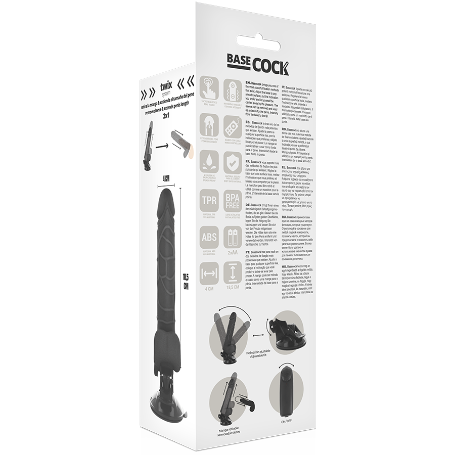 BASECOCK - Vibrator Sort 18,5 cm