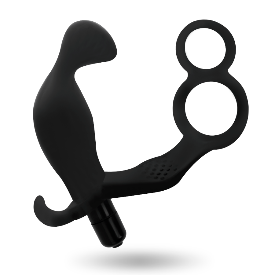 ADDICTED TOYS - Vibrerende analplugg med penis- og testikkelring