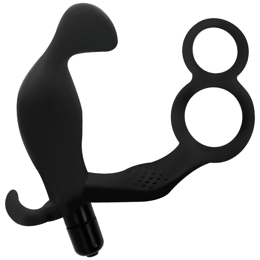 ADDICTED TOYS - Vibrerende analplugg med penis- og testikkelring