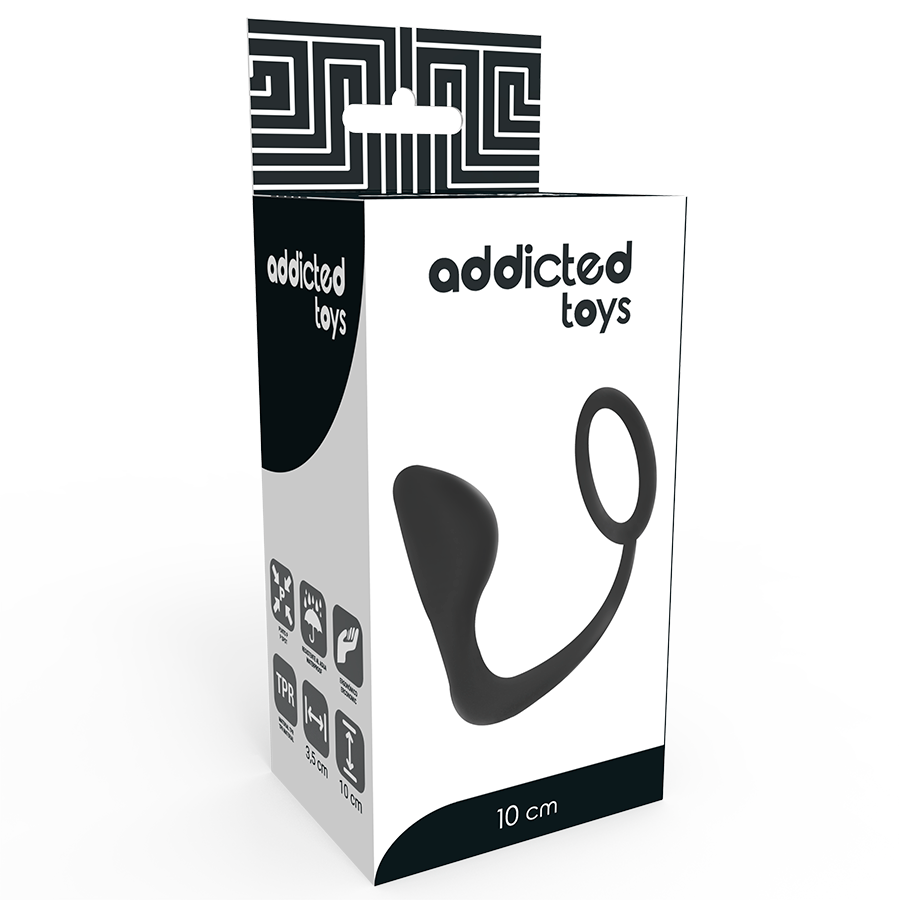 ADDICTED TOYS - Analplugg med penisring Sort