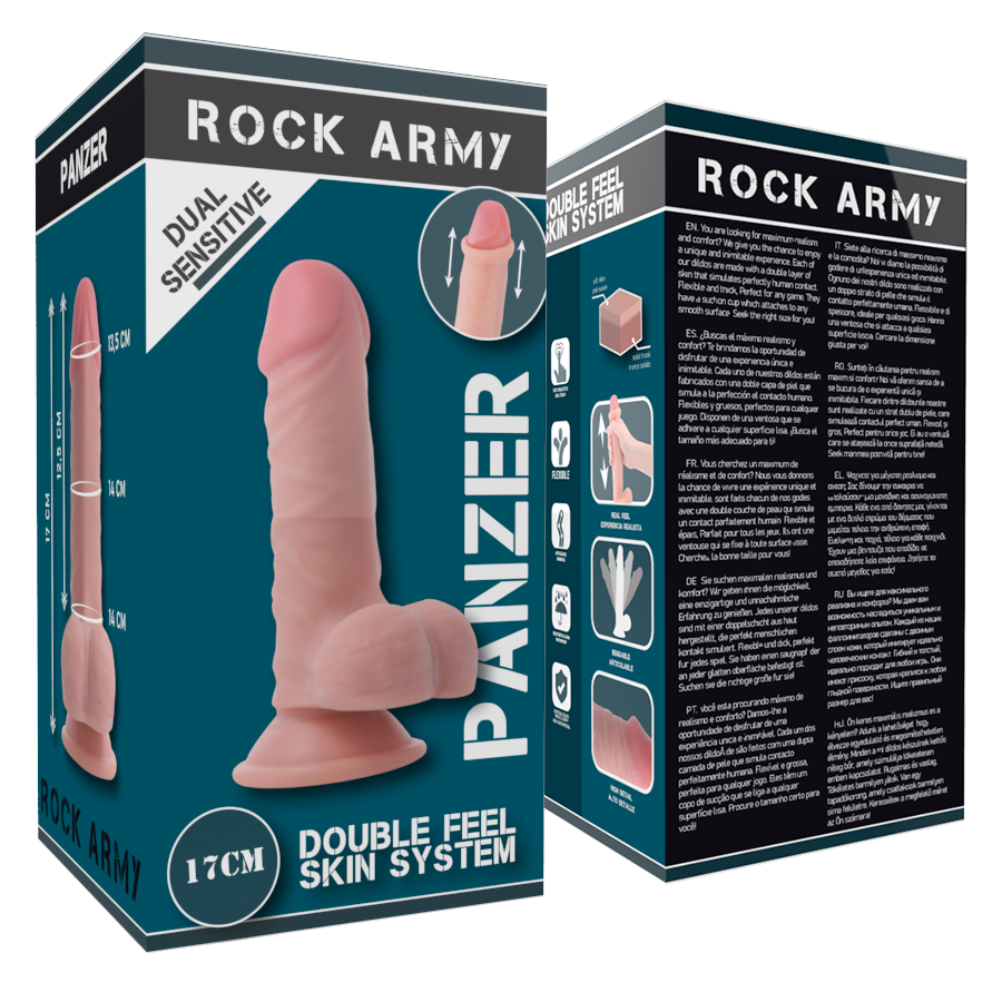 ROCKARMY - Panzer Dual Density Realistisk Dildo 17 cm