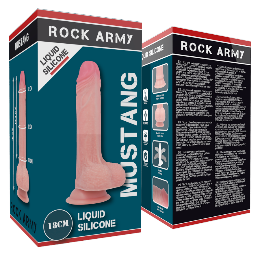 ROCKARMY - Mustang Liquid Silicone Premium Realistisk Dildo 18 cm