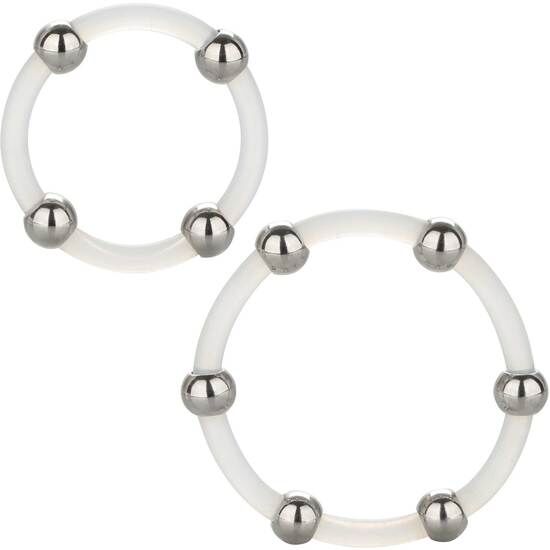 CALEXOTICS - Steel Beaded Penisringsett med stålkuler L + XL