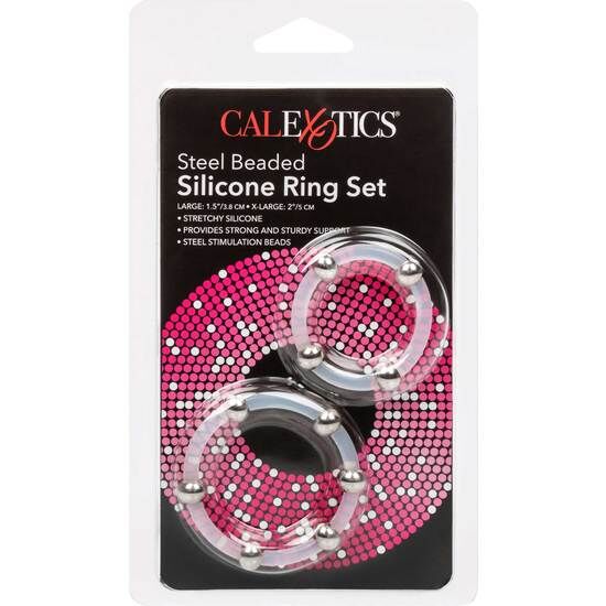 CALEXOTICS - Steel Beaded Penisringsett med stålkuler L + XL