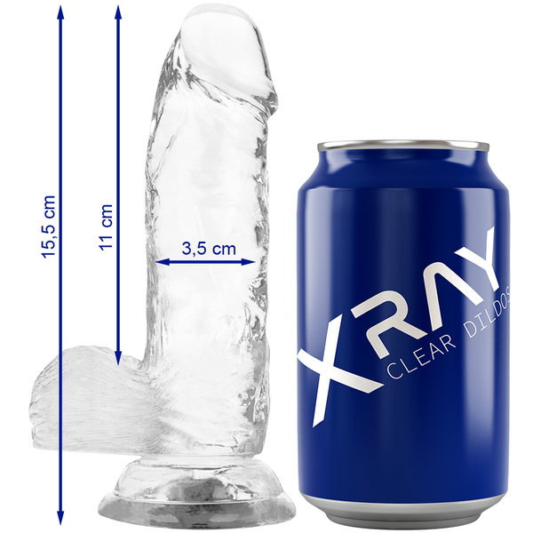 X RAY - Klar dildo med pung 15,5 cm