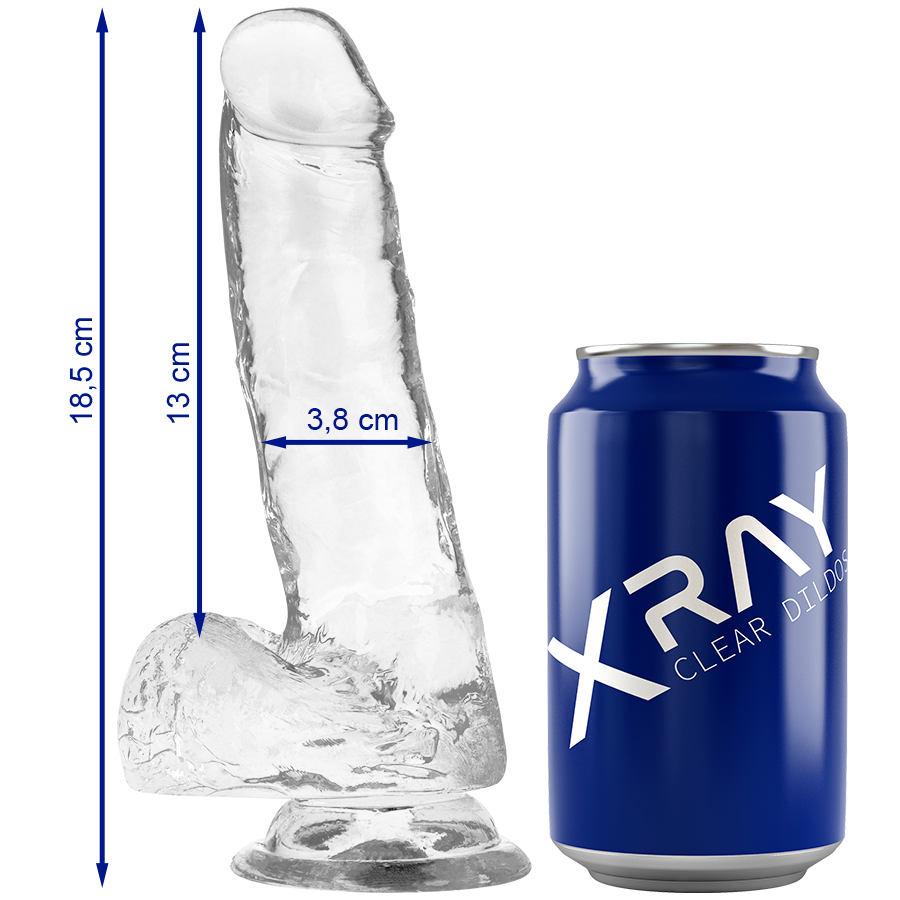 X RAY - Clear Realistisk Dildo med Baller Transparent 18,5 cm
