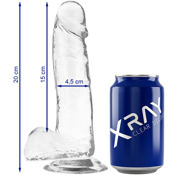 X RAY - Clear Realistisk Dildo med Baller Transparent 20 cm