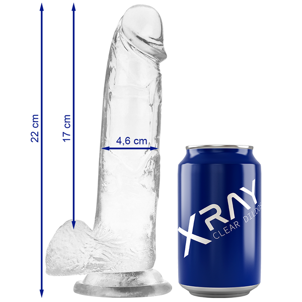 X RAY - Clear Realistisk Dildo med Baller Transparent 22 cm