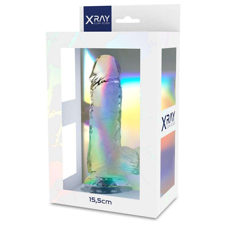 X RAY - Klar dildo med pung 15,5 cm