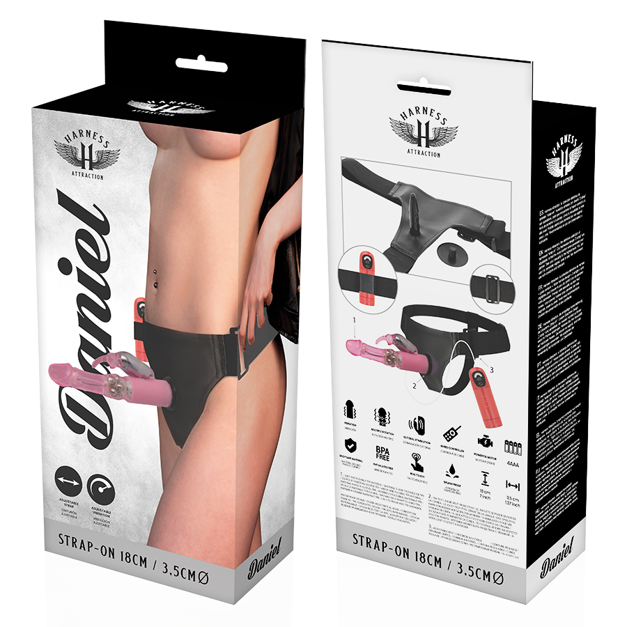 HARNESS ATTRACTION - Daniel Vibrerende Strap-on 18 cm