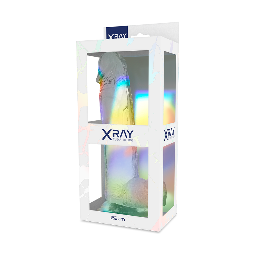 X RAY - Clear Realistisk Dildo med Baller Transparent 22 cm