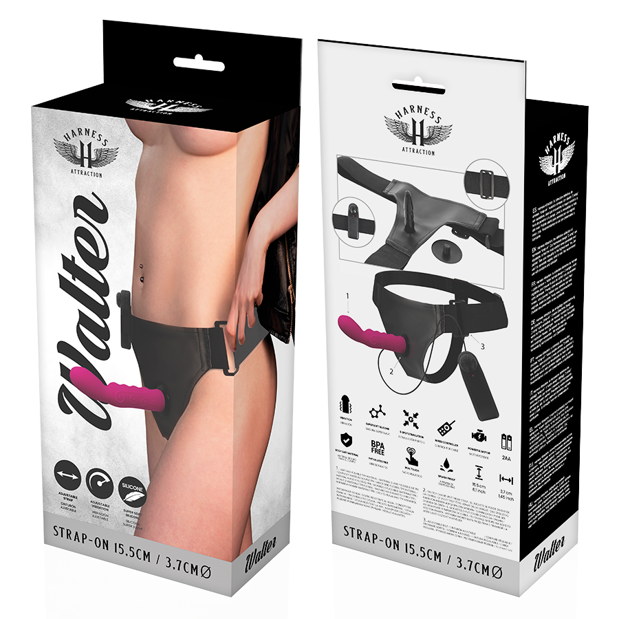 HARNESS ATTRACTION - Walter Vibrerende Strap-on 15,5 cm