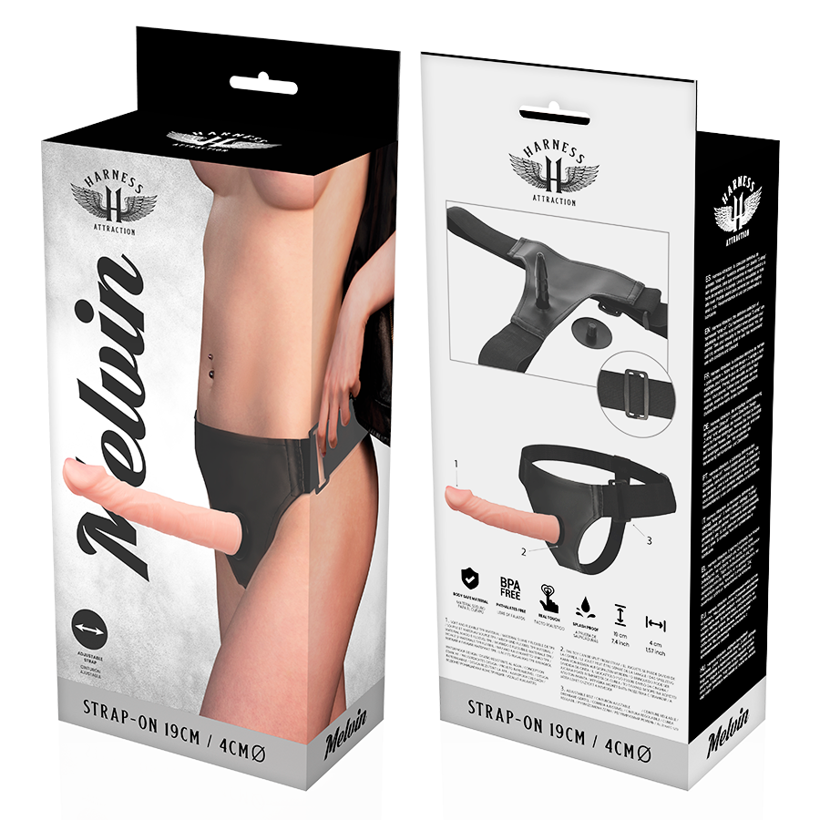 HARNESS ATTRACTION - Melvin Strap-on-sett 19 cm