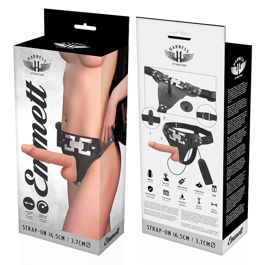 HARNESS ATTRACTION - Emmett Vibrerende Strap-on 16,5 cm