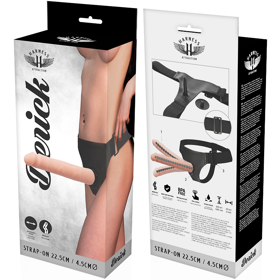 HARNESS ATTRACTION - Derick Bøyelig Strap-on-sett 22,5 cm