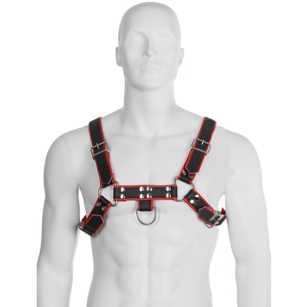 LEATHER BODY - Kjedeharness III Sort/Rød