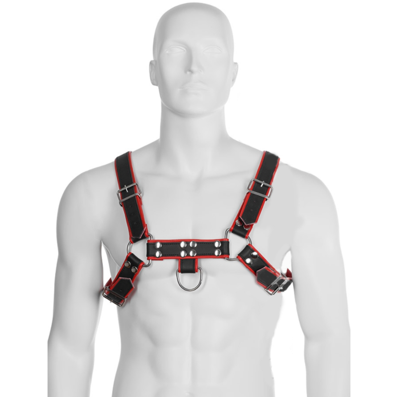 LEATHER BODY - Kjedeharness III Sort/Rød