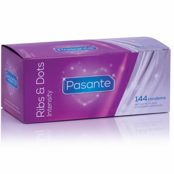 PASANTE - Ribs & Dots Kondomer med riller og knopper 144 stk