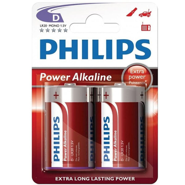 PHILIPS - D Alkalisk Batteri 2-pk