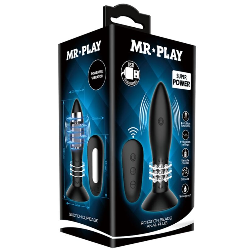 MR PLAY - Analplugg med Roterende Kuler og Fjernkontroll