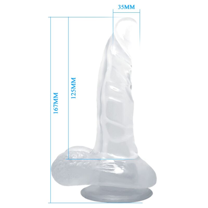 BAILE - Realistisk Dildo med Sugekopp og Baller Transparent 16,7 cm