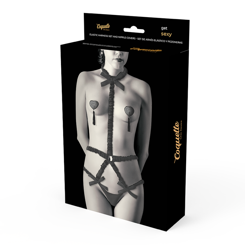 COQUETTE CHIC DESIRE - Elastisk Harness-Sett med Brystdekkener