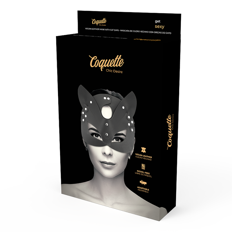 COQUETTE CHIC DESIRE - Maske i Vegansk Skinn med Kaninører Sort