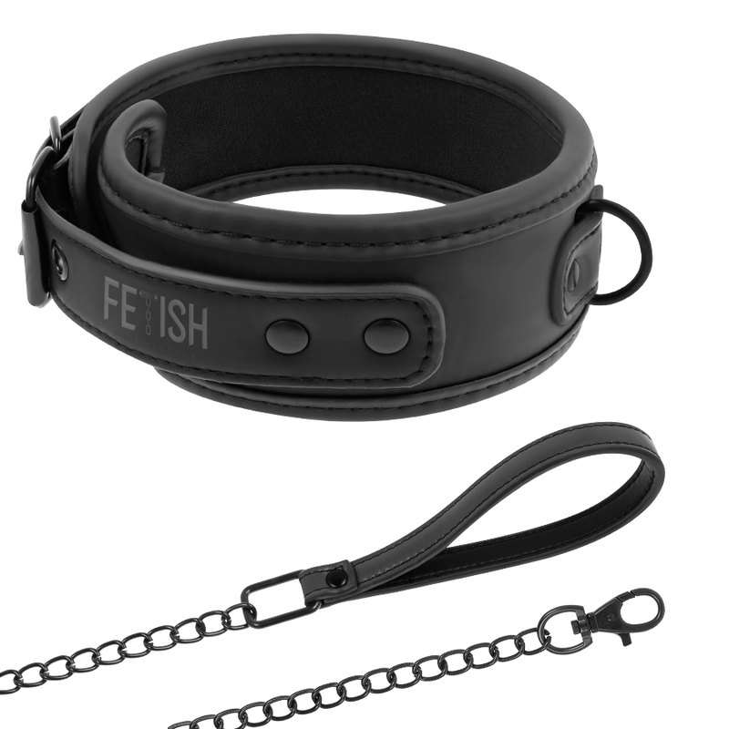 FETISH SUBMISSIVE - Halsbånd med kjetting og bånd
