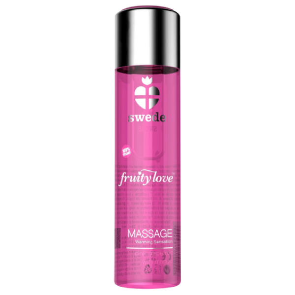 SWEDE - Fruity Love massasjeolje med varmeeffekt Rosa bringebær og rabarbra 120 ml