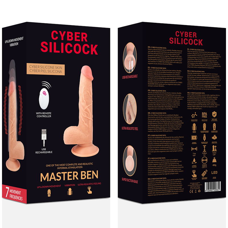 CYBER SILICOCK - Master Ben Realistisk Vibrator med Fjernkontroll 23,88 cm