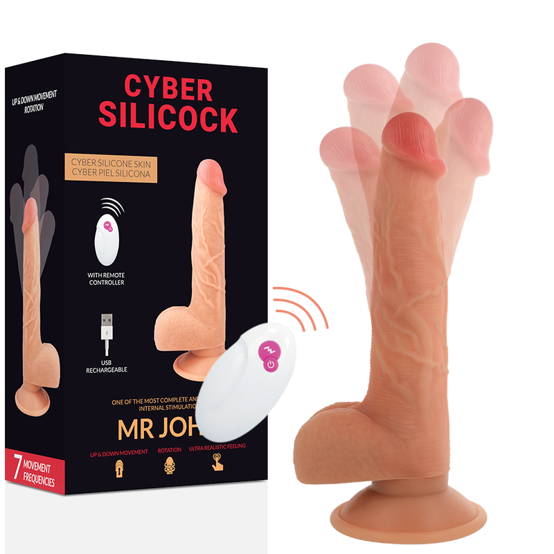CYBER SILICOCK - Mr John Realistisk Vibrator med Fjernkontroll 23,88 cm