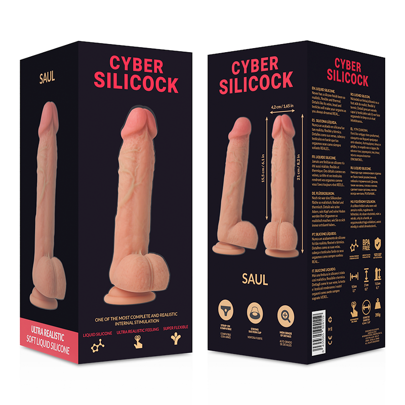 CYBER SILICOCK - Saul Strap-on med dildo og 3 ringer 15,5 cm