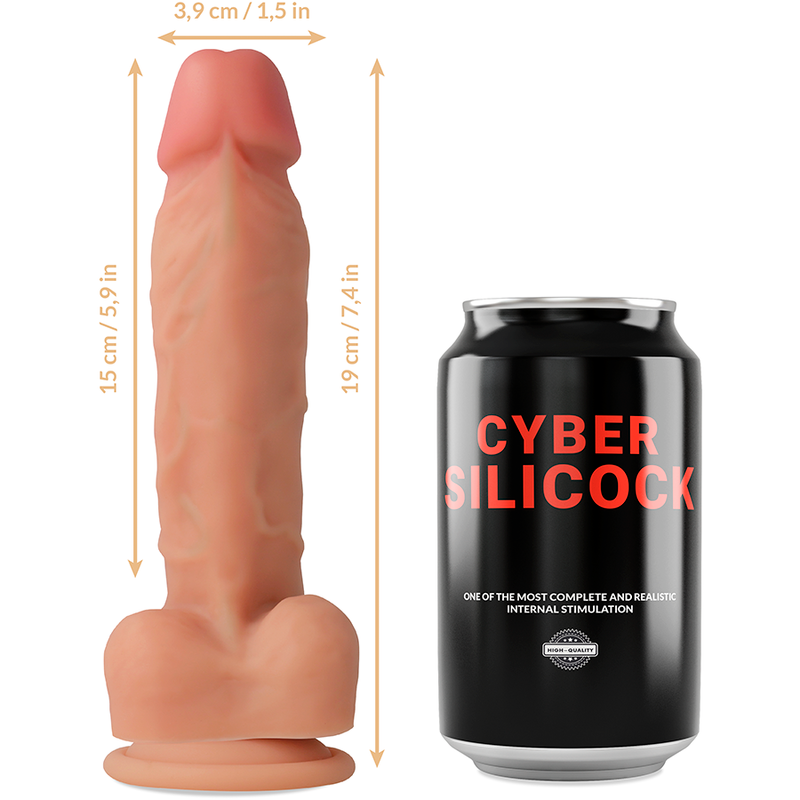 CYBER SILICOCK - Oliver Strap-on med dildo og 3 ringer 19 cm