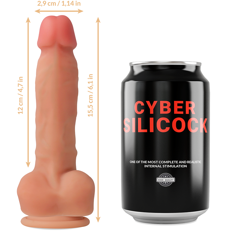 CYBER SILICOCK - Ansel Strap-on med dildo og 3 ringer 15,5 cm