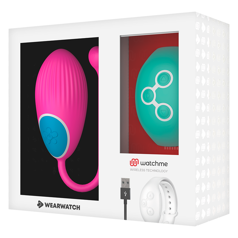 WEARWATCH - Vibratoregg med WatchMe-fjernkontroll Fuchsia/Sjøvann