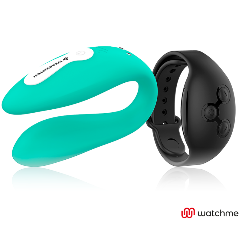 WEARWATCH - Dual Parvibrator med WatchMe-fjernkontroll Akvamarin/Jet