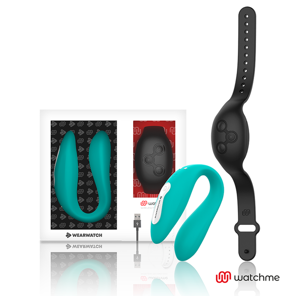 WEARWATCH - Dual Parvibrator med WatchMe-fjernkontroll Akvamarin/Jet