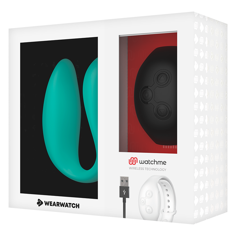 WEARWATCH - Dual Parvibrator med WatchMe-fjernkontroll Akvamarin/Jet